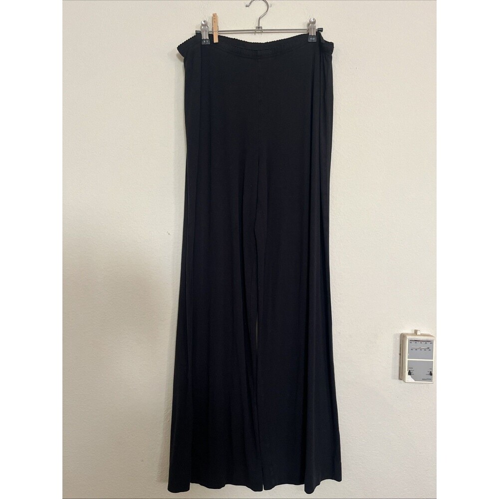 J Jill Women's Black Stretch Wide Leg Pull On Elastic Waist Pants SZ L